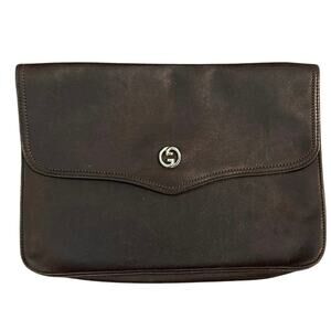 Vintage Gucci Brown Leather Clutch Pouch Bag purse  designer